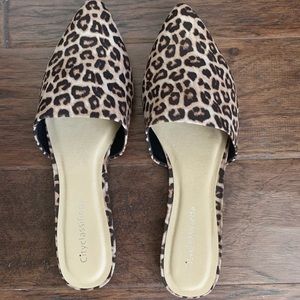Leopard flat slip on Mules - New